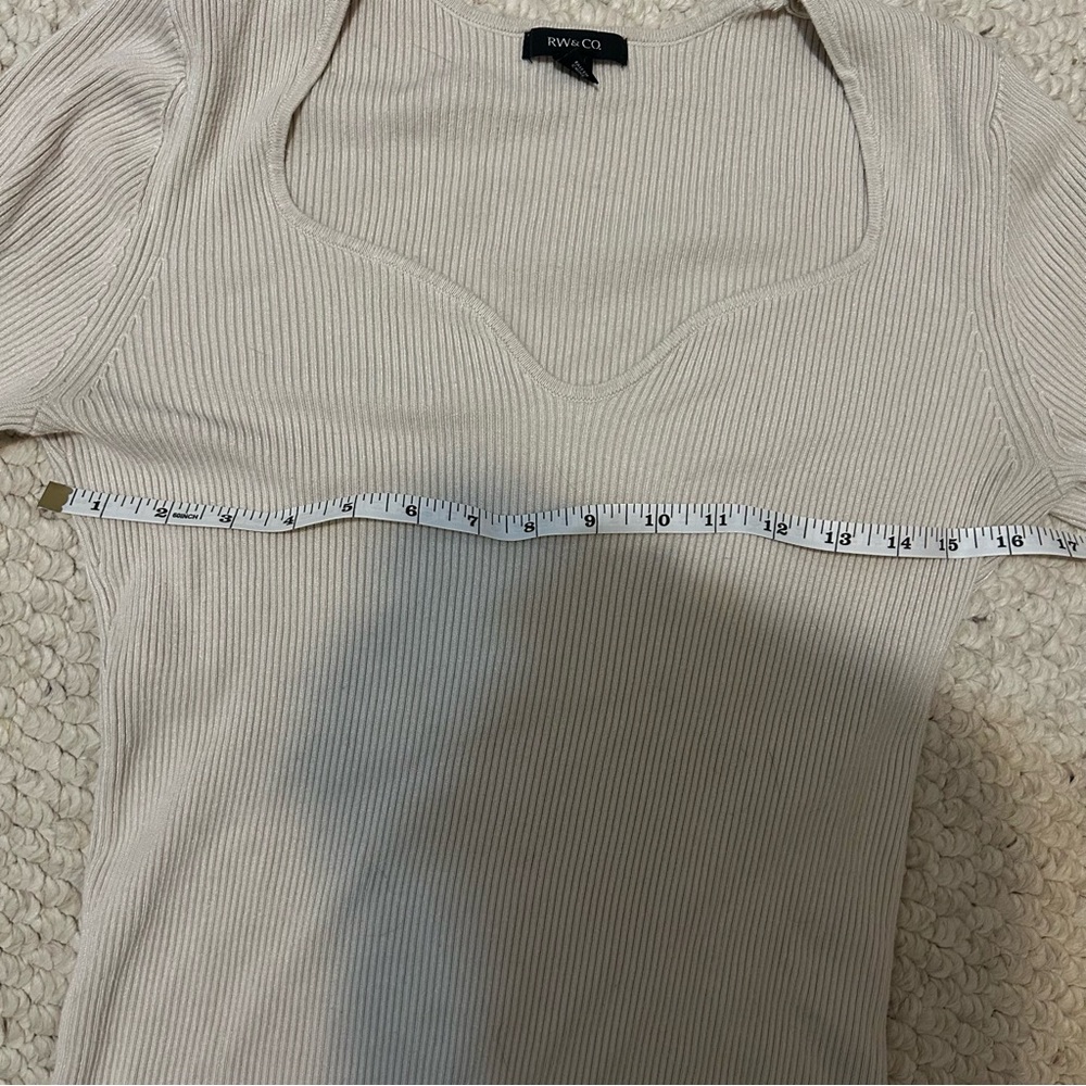 RW&CO. Cream Ribbed Long Sleeve Size L - Picture 6 of 8
